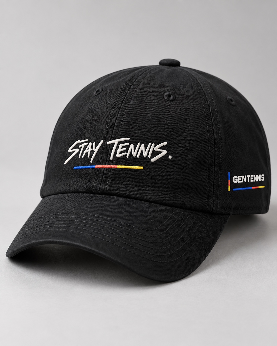 Stay Tennis black cap design preview
